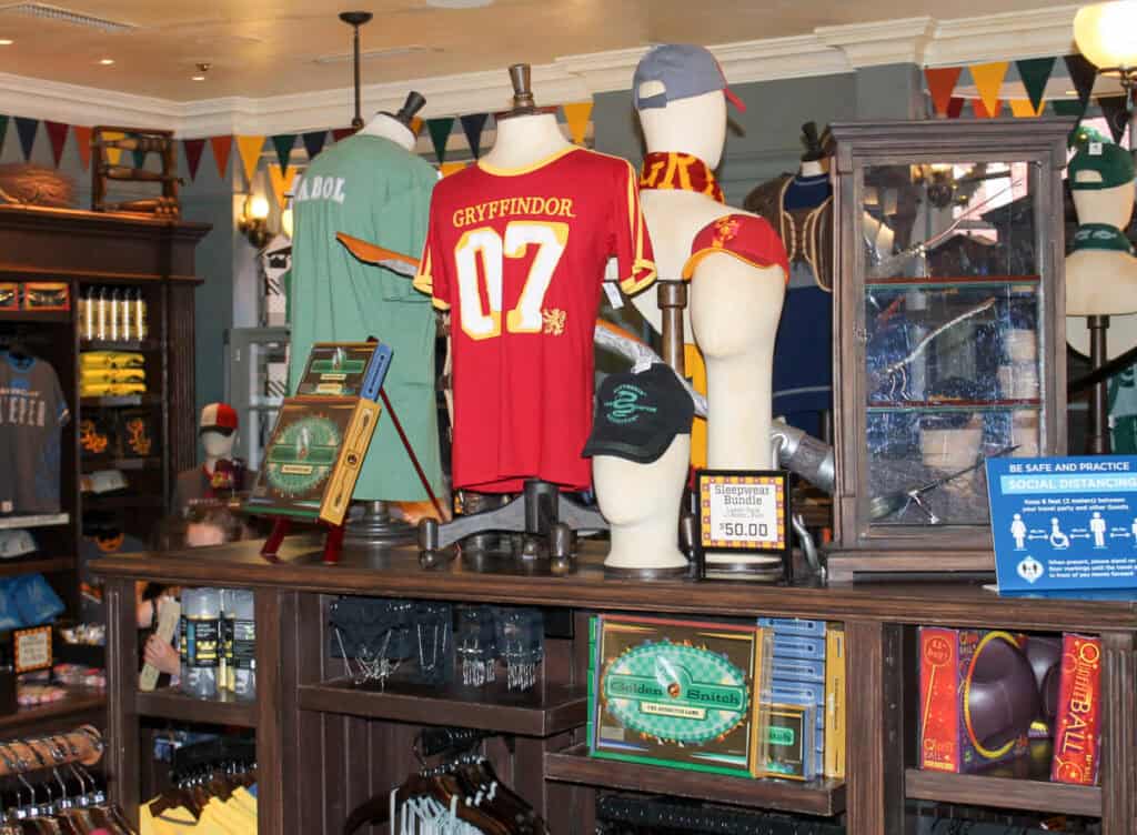 interior of a Quidditch Store in Harry Potter World Diagon Alley