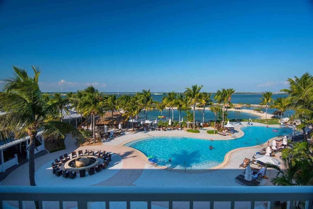 view of pool and lagoon at Hawks Cay from balcony