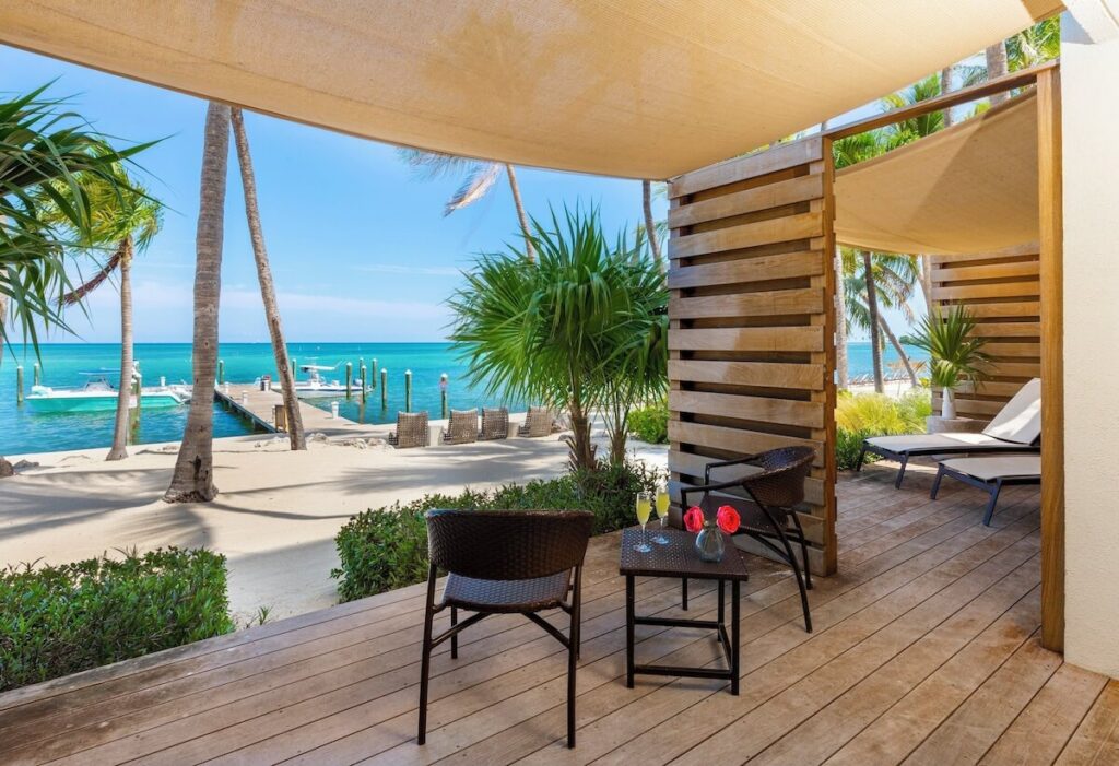 patio of room overlooking the ocean at Amara Cay, Islamorada, Florida